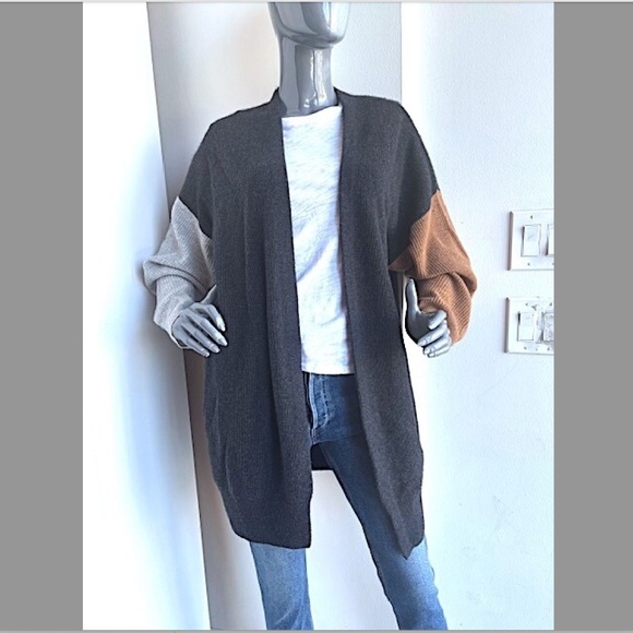 SPLENDID Collection Cashmere Open-Front Color-Blocked Cardigan EUC/sz L - Picture 3 of 12